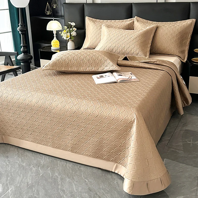 Luxury Cooling Lyocell Fiber Quilt Set Queen 3PCS/1PC Quilted Bedspread & Comforter, Summer Lightweight Bedding for Home Decor
