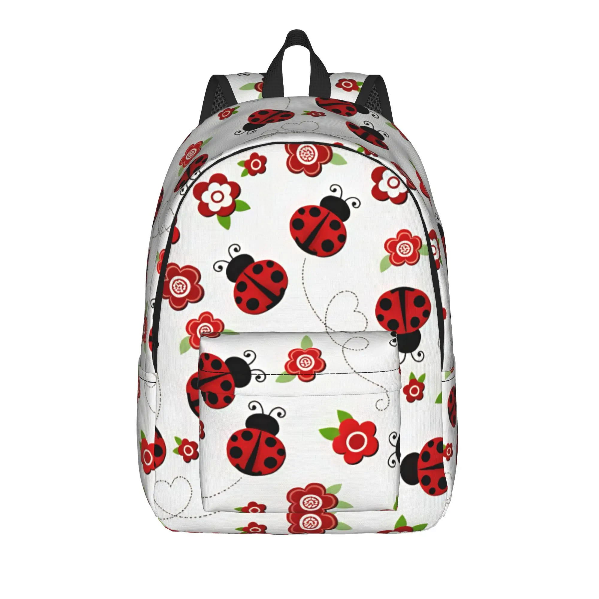 Ladybug Flower Doodle Heart Line Backpack  Travel Backpacks Men Fun School Bags Design Soft Rucksack