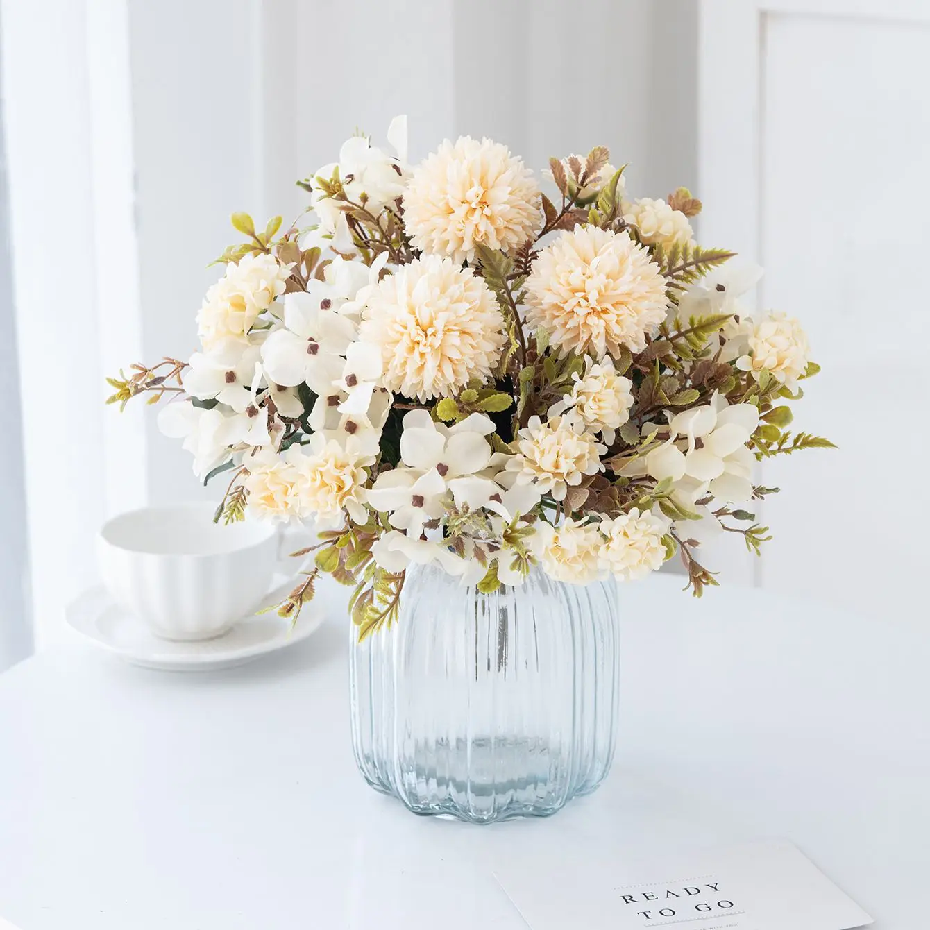 

Artificial Flowers Silk Hydrangea Bouquet Vases for Home Indoor Outdoor DecorationValentine' Garland Wedding Garden Scrapbooking