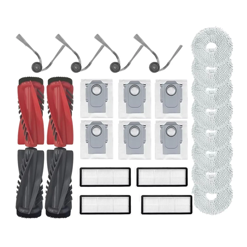 

A44F-Accessories For Roborock Qrevo Curv / P20 Pro Vacuum Parts Main Roller Side Brush Hepa Filter Mop Cloth Dust Bag