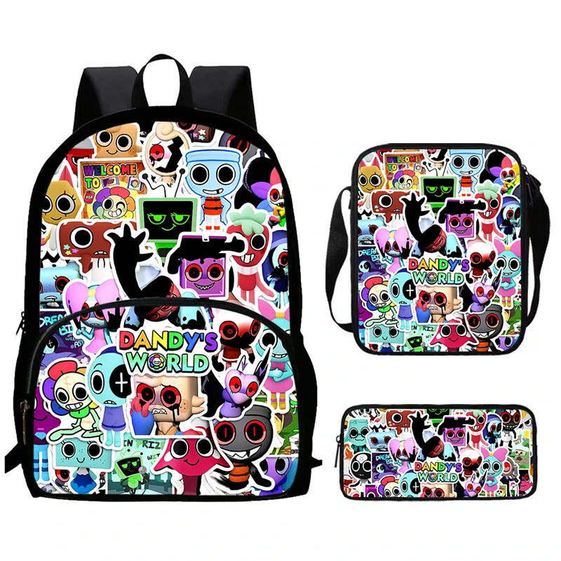 Kids' Cartoon School Backpack with Front Pocket,Shoulder Bags,Pencil Bags for Aged 5-10,Dandy Printed School Bags for Boys Girls