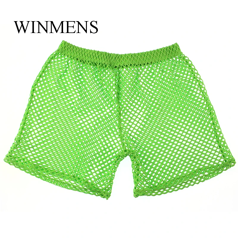 الكبار الرجال شبكة كبيرة القصاصات بيجامة السراويل الصلبة انظر الداخلية شبكة صيد السمك مثلي الجنس سيسي مثير النوم الملاكمين الصيف المثيرة الملابس الداخلية #3