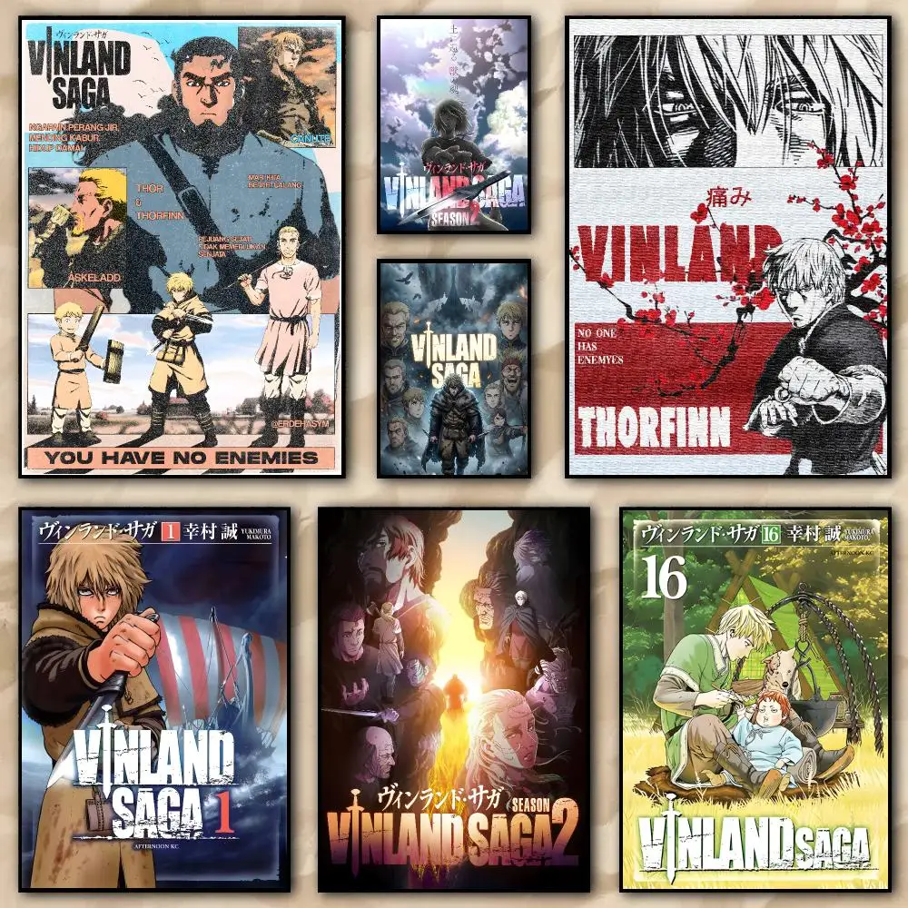 Vinland Saga Anime Poster Self-adhesive Waterproof Paper Sticker Coffee House Wall Decor living room