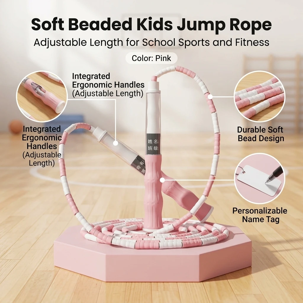Adjustable Soft Beaded Skipping Rope Strong Flexibility Lighten Jumping Training Rope Durable Anti-Skid Skipping Rope 1