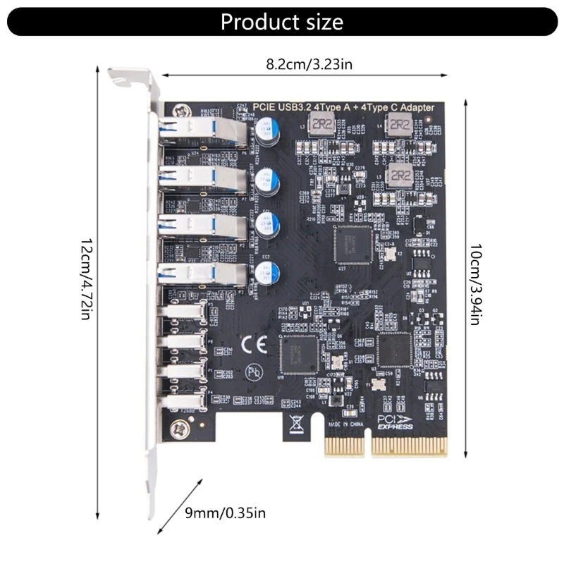 PC Upgrades with 8Port USB3.2 PCIe Card, Quick 10Gbps Data Transmission Multiports USB Interfaces Expansion Dropship