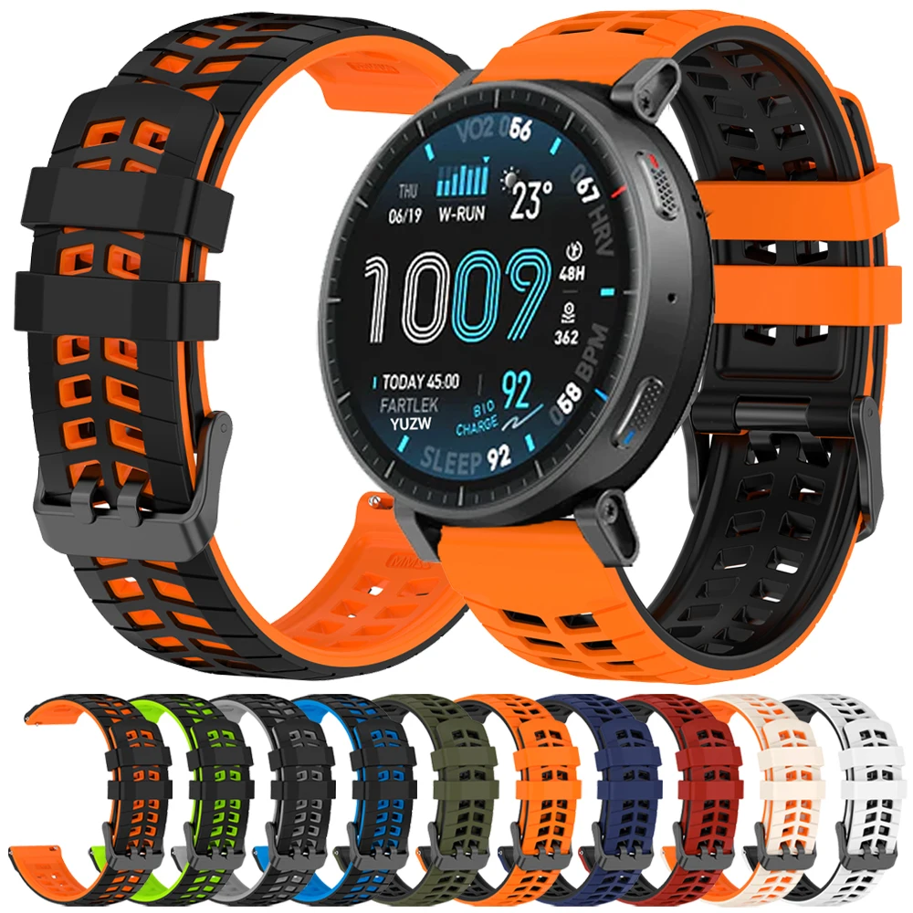 Zweifarbiges, atmungsaktives Armband für Huami Amazfit Active Max 48mm GTR 4 3 Silikon-Sportarmband 22mm für Amazfit BALANCE 2 BIP 6 5