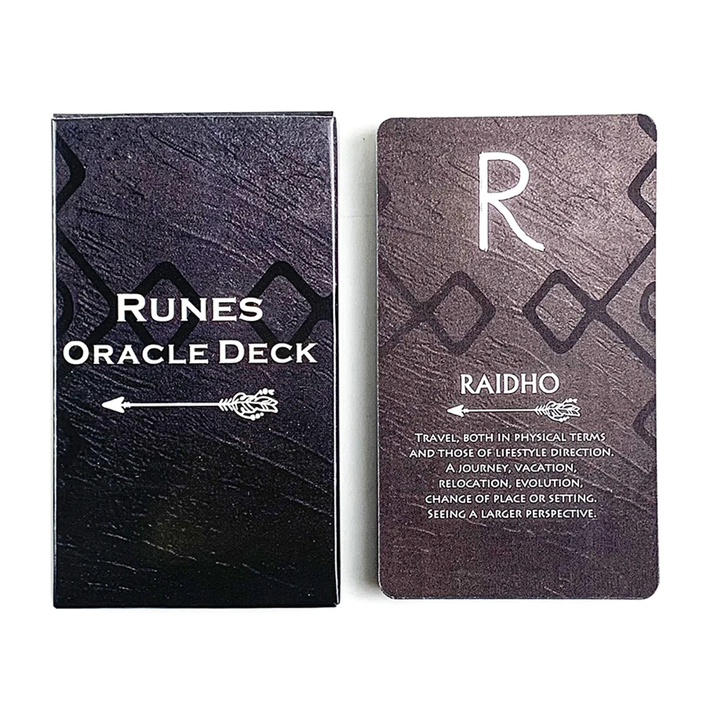 

Hot-selling Tarot Runes Oracle Deck 26 Cards Mysterious Divination Board Playing Game For Life Lighting and Transformation