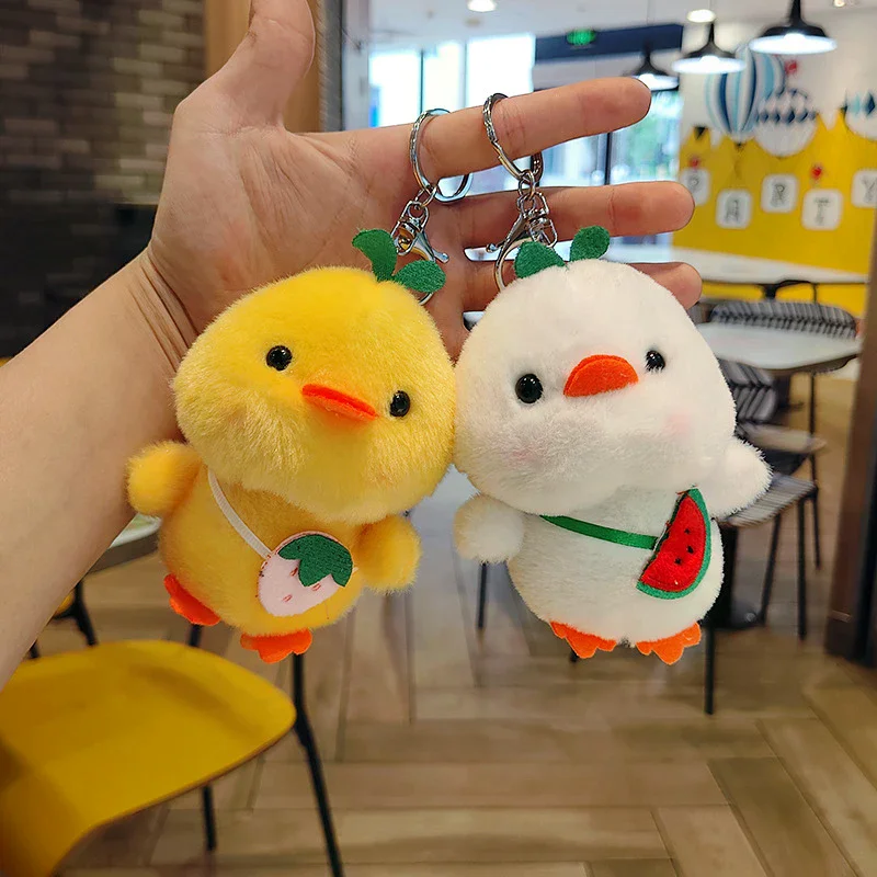 

Fashion Plush Keychain Cute Duck Pendant Doll Soft Stuffed Animal Keyring Bag Hanging Charms Decoration Car Key Accessories