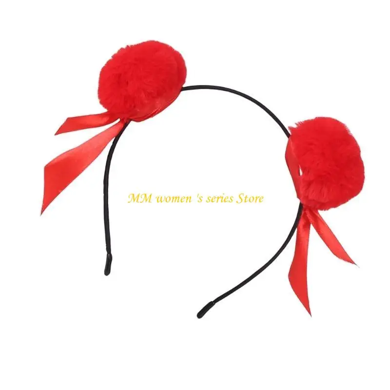 Q39C Nezha Buns Cabello cabello para peinar cabeza con pompones suaves CARACTER PELÍCULA CHINA TRADITAL