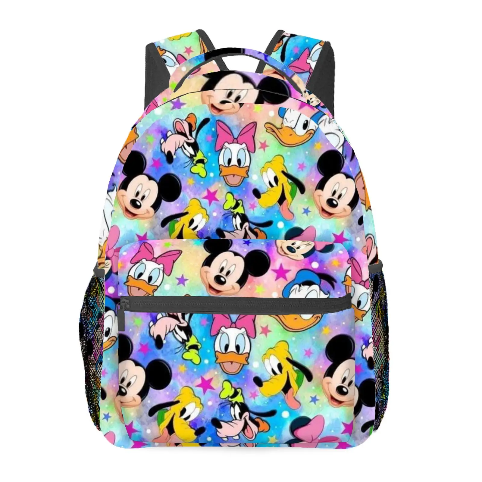 

1 шт., рюкзак с радужным Микки и мультяшным принтом, регулируемые ремни, легкий, элегантный, для повседневных прогулок, идеальный подарок для ежедневных поездок на работу