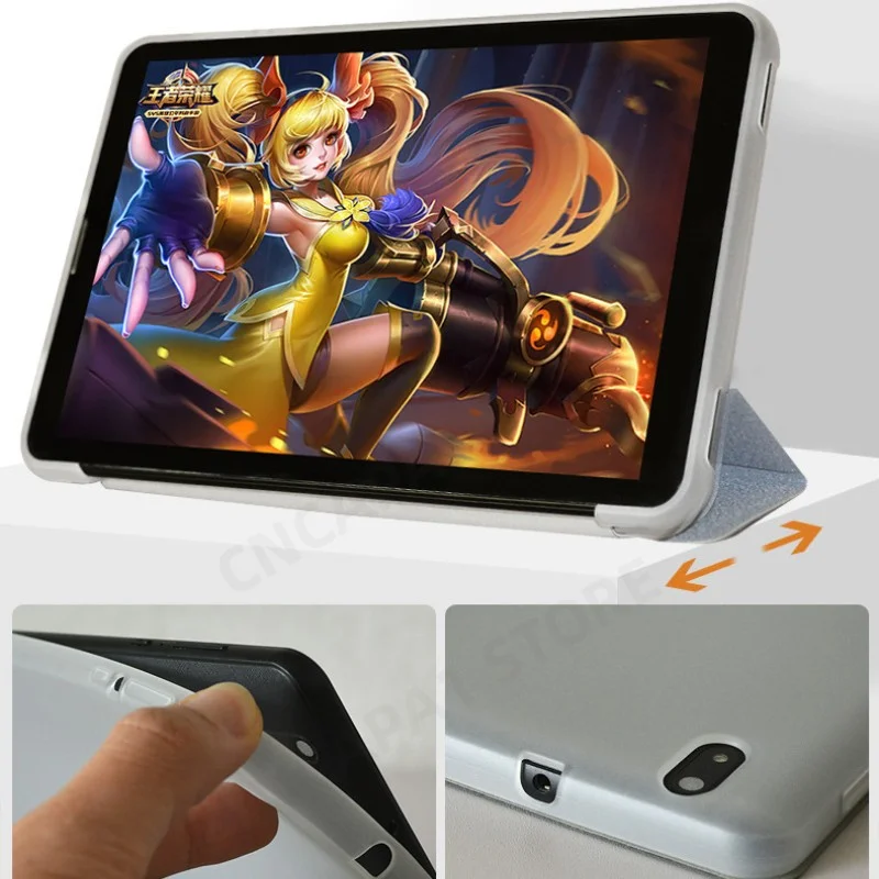 

Ultra Slim Cover with Soft TPU Back Shell For Alldocube Smile 1 8" Tablet PC Tri-Folding Stand Case