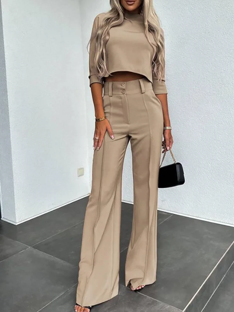 Printed Stripe Elegant Women Top Pants Set Female Slim Blouse And Pants Two Piece Set Casual Long Pants Summer New Matching Suit