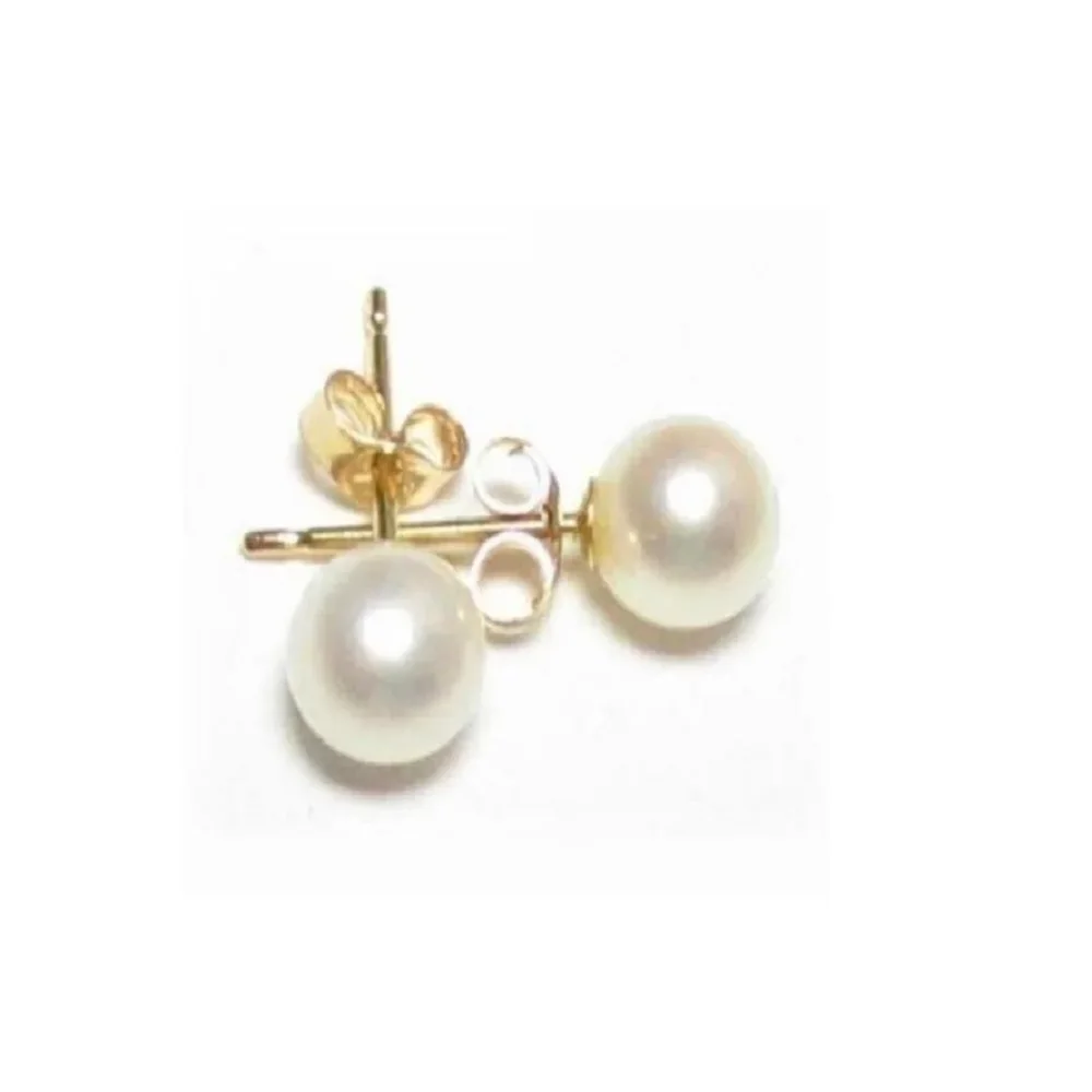 Hot selling pearl earrings AAAA 8-9mm 9-10mm 10-11mm 11-12mm 12-13mm round natural South   Sea white pearl earrings 14K gold