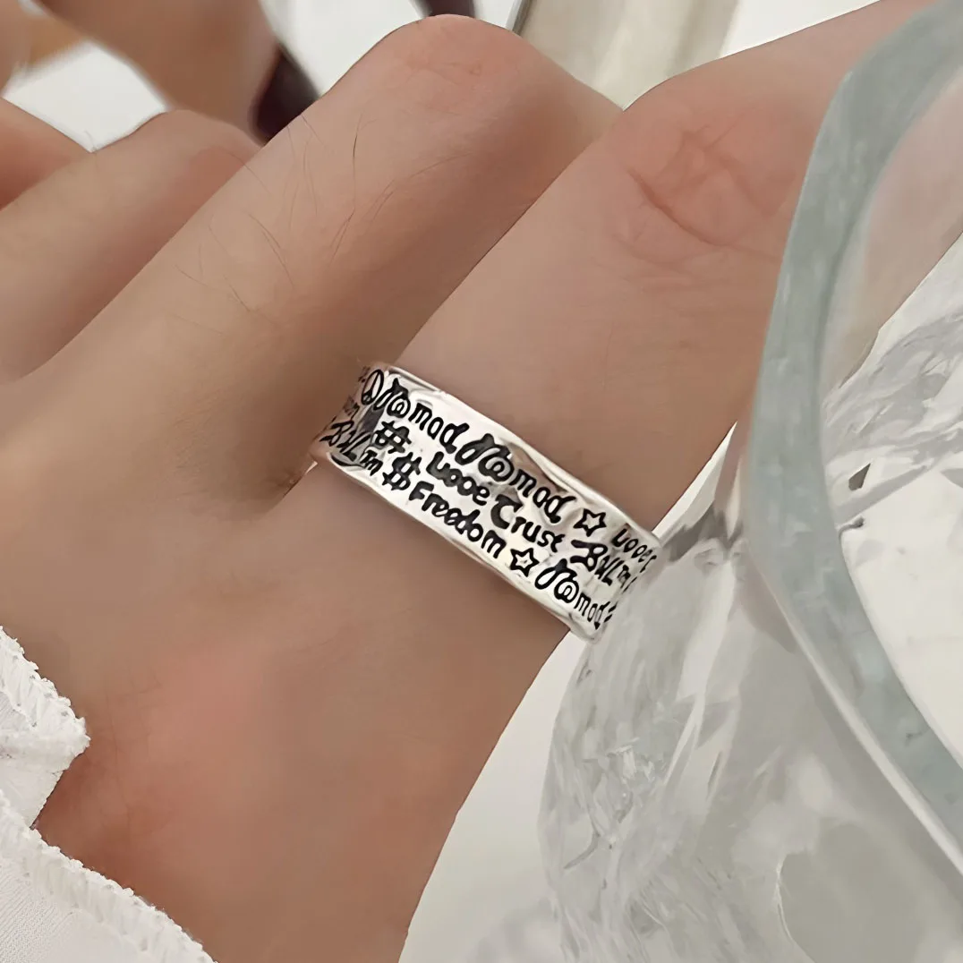 Women's Geometric Line Cross Wrap Open Ring, 925 Silver