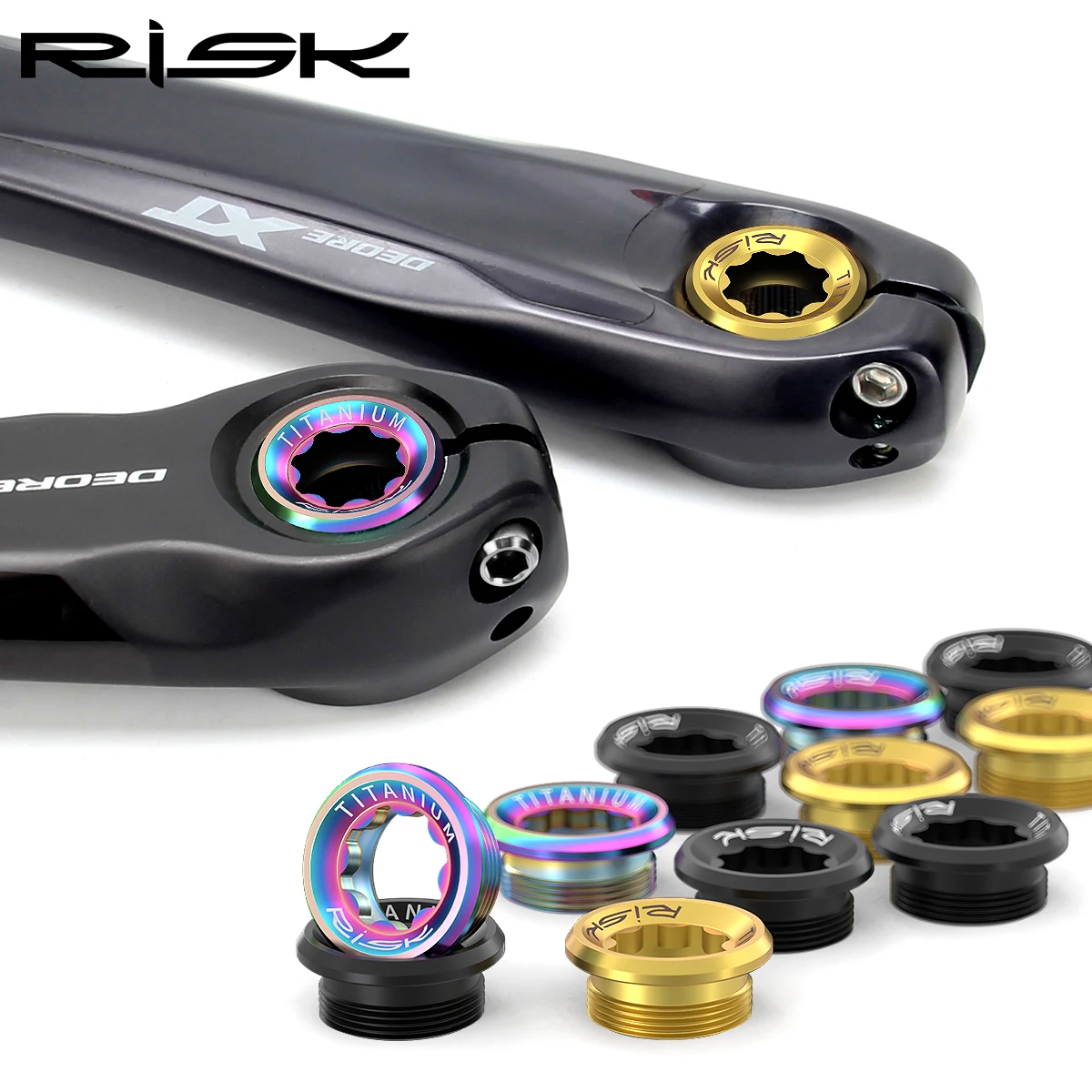 Risk Titanium Alloy Crank Arm Cover, M20*8mm Bike Chainwheel BB Crank Arm Bolts, Fit XT/XTR/SLX/Deore 105/UT/DA Crankset, Screws