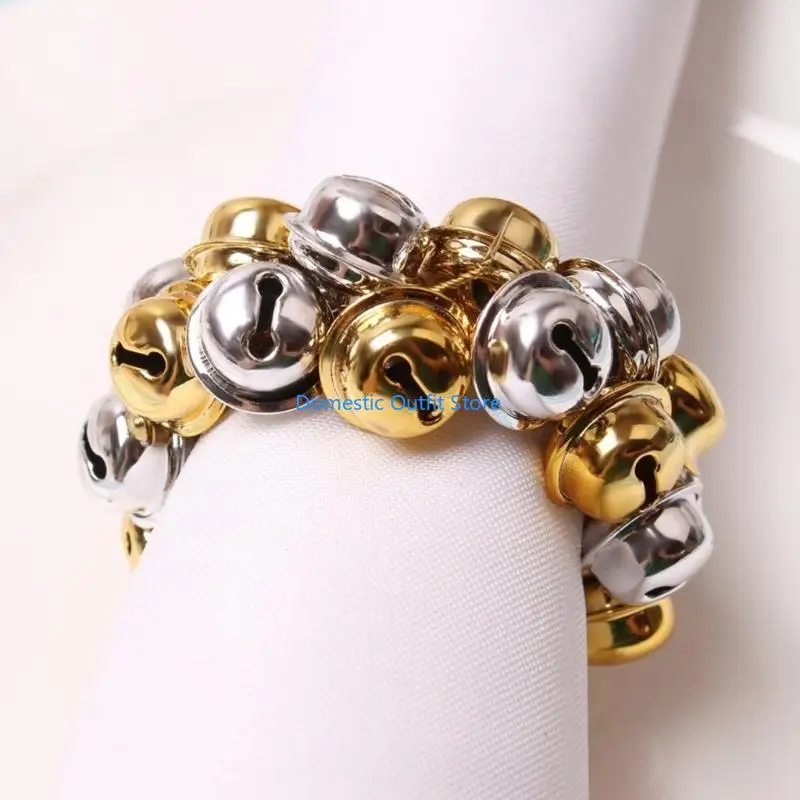 

12Pcs Christmas Bells Napkin Rings Holder Napkin Jewelry for Wedding Banquets 68TC