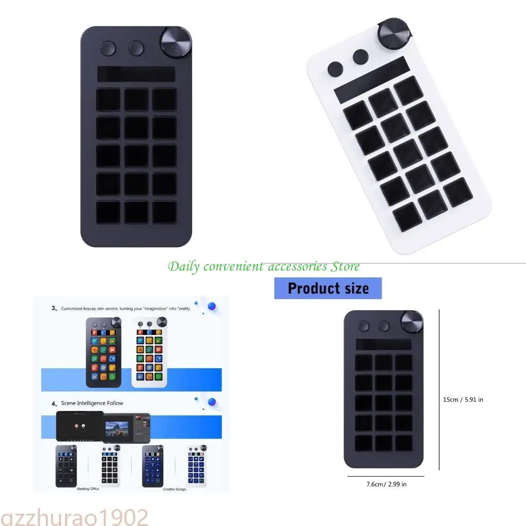 

97QB LCD Button 15Keys Live Content Creation Controller StreamDeck Customs Button StreamDeck Visual Keyboards for Win