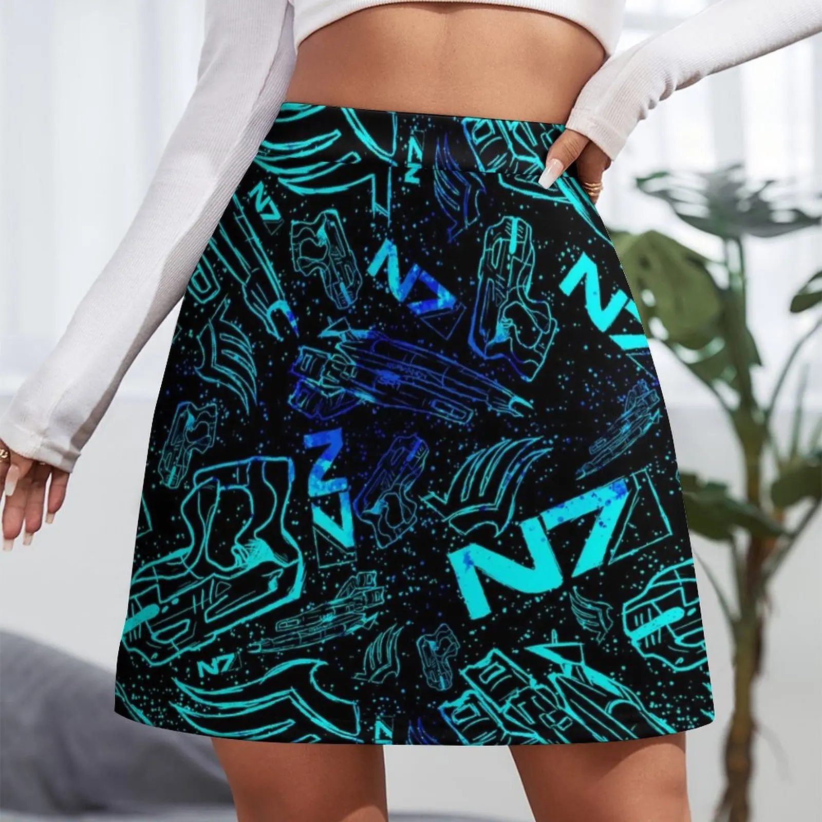 Paragon Shepard Pattern | Effect Mass Gaming Gamer Sci-Fi Mini Skirt skirts festival outfit women