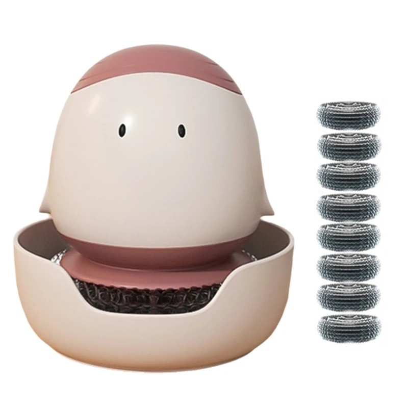 MAKE-비누 디스펜서가있는 식기 세척 브러시 귀여운 냄비 브러시 주방 브러시 식기 세척 냄비 팬 싱크 청소 비누 브러시