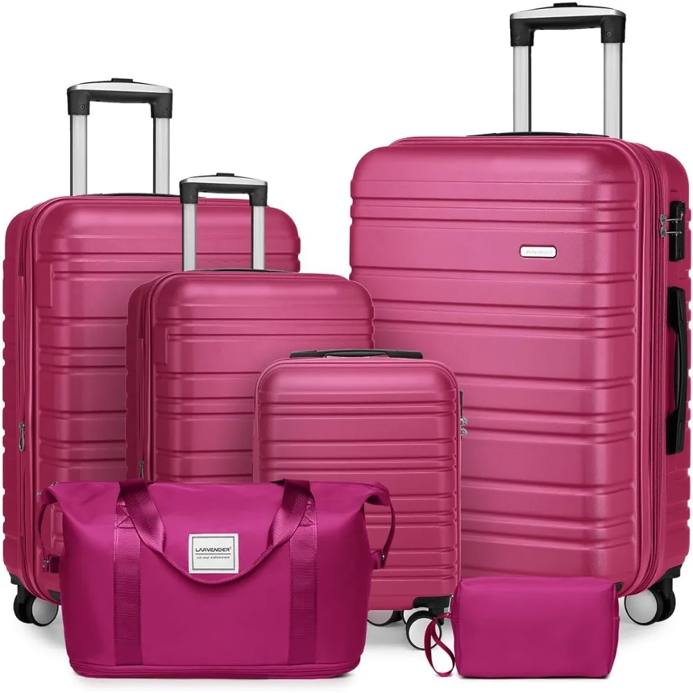 

Larger 6-piece luggage set, expandable hard suitcase set with rotating wheels, lightweight rolling luggage set