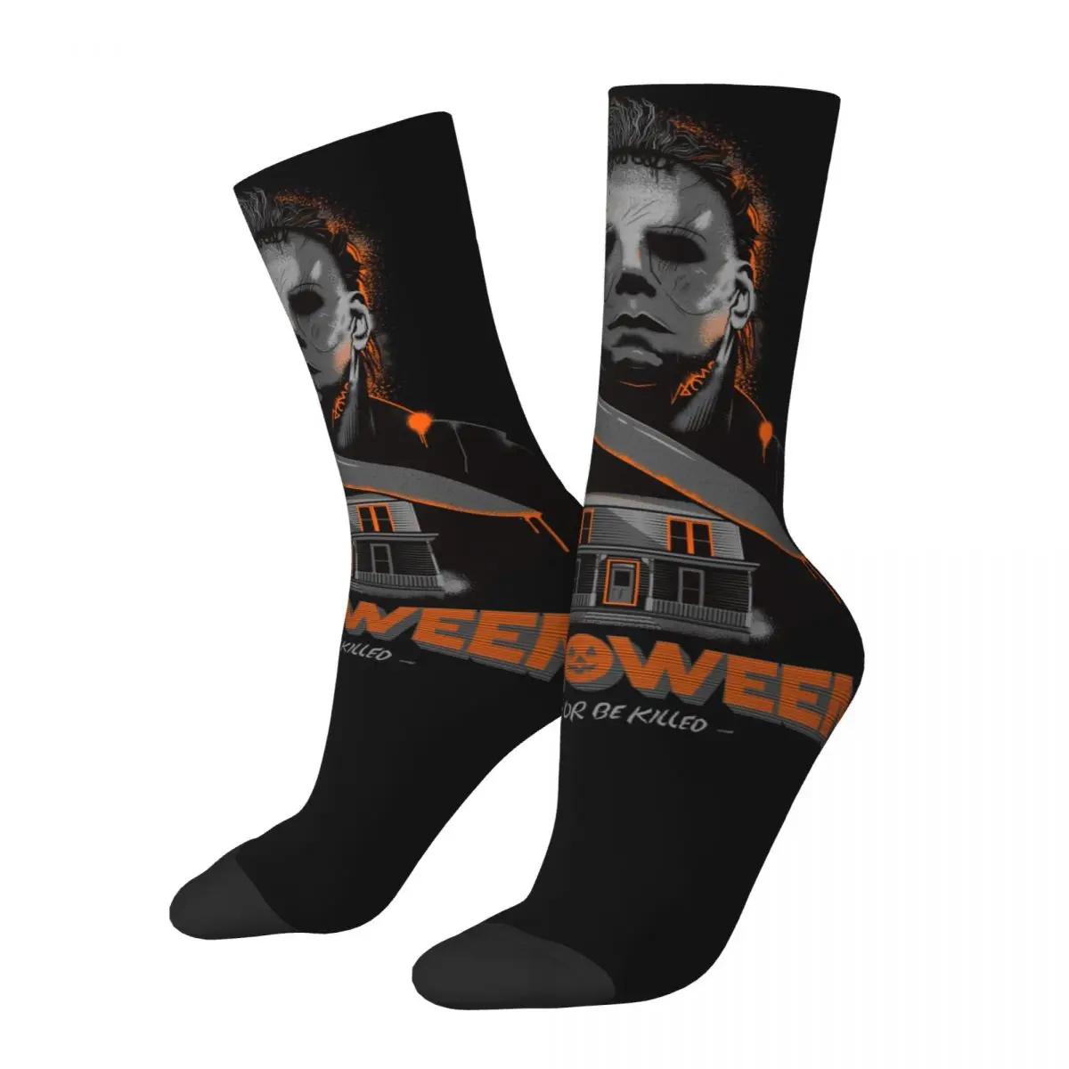 Casual Horror Film Halloween Michael Myers Knife Men Women Socks Windproof Applicable throughout the year Dressing Gifts