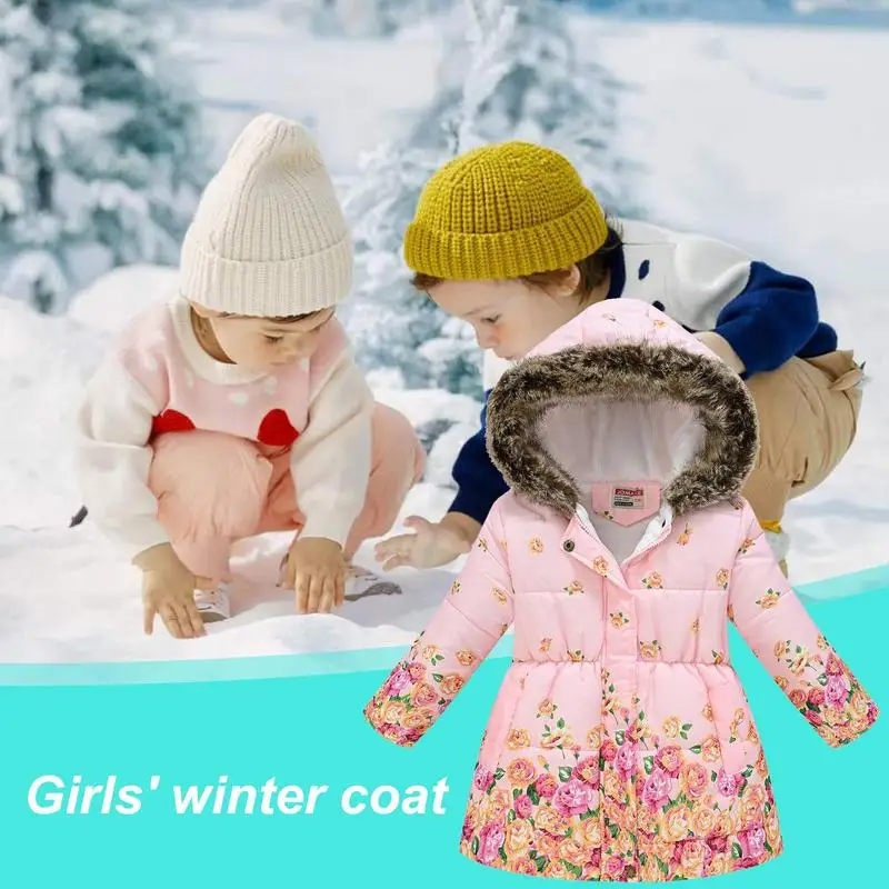 Kids Hooded Jacket Toddler Winter Snow Coat Outwear Soft Kids Winter Outdoor Coat With Hair Trim Hood For Girls Kids Boys