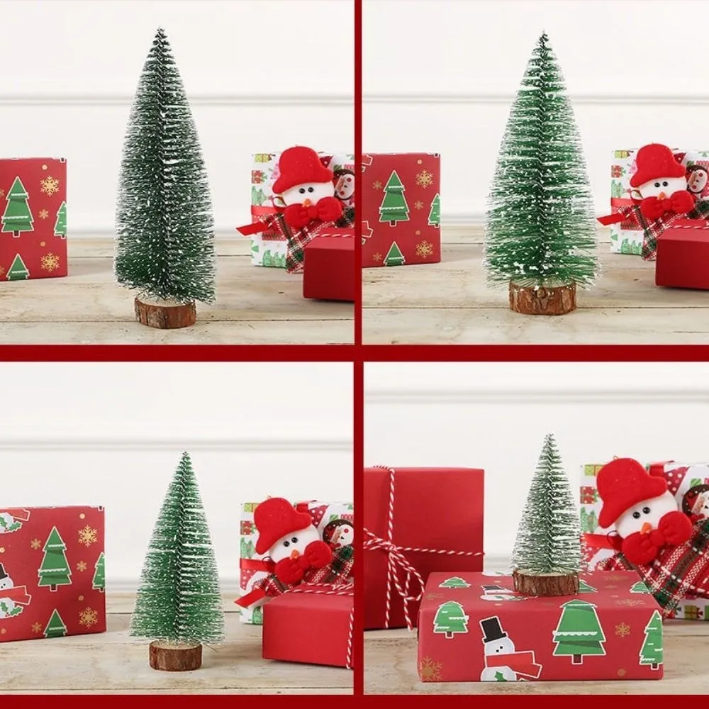 1pc/1set Plastic Mini Snow Pine Model Trees Green 5 Sizes Christmas Decoration Winter Ornaments Scenery Trees DIY Crafts