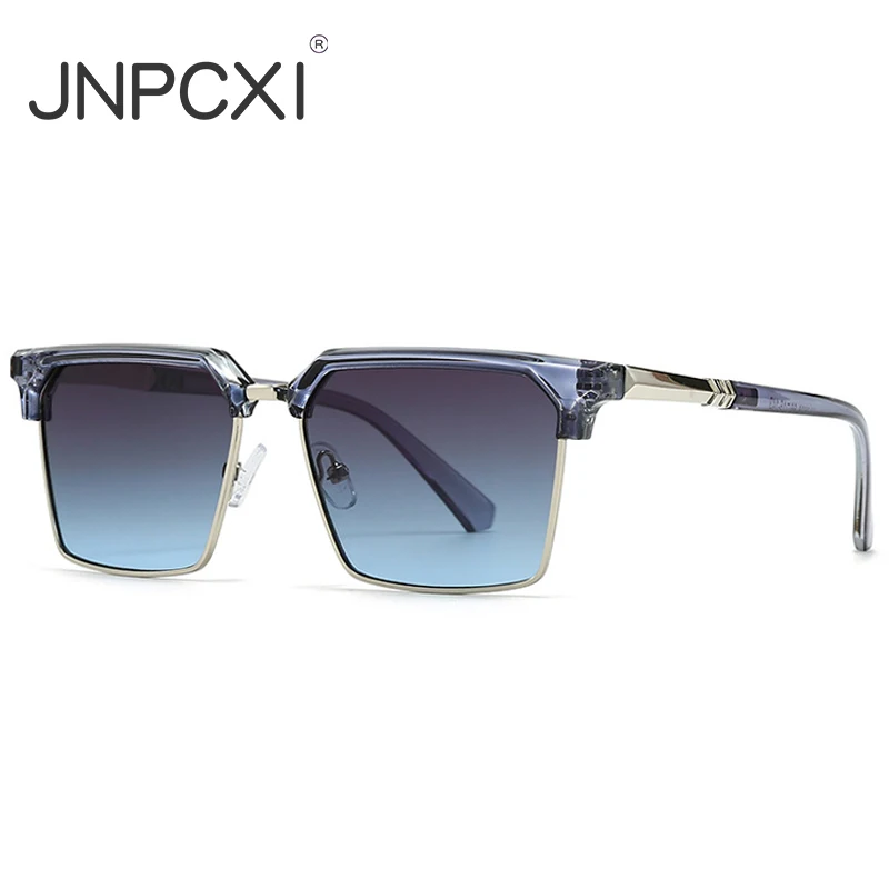 JNPCXI Square Women Fashion Sunglasses Gradient Men Vintage Blue Sun Glasses Shades UV400