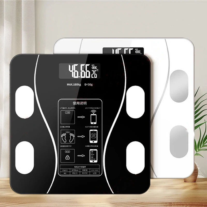 Báscula electrónica de precisión para el hogar, báscula inteligente para grasa corporal con Bluetooth, báscula corporal humana para pérdida de peso saludable para mujeres