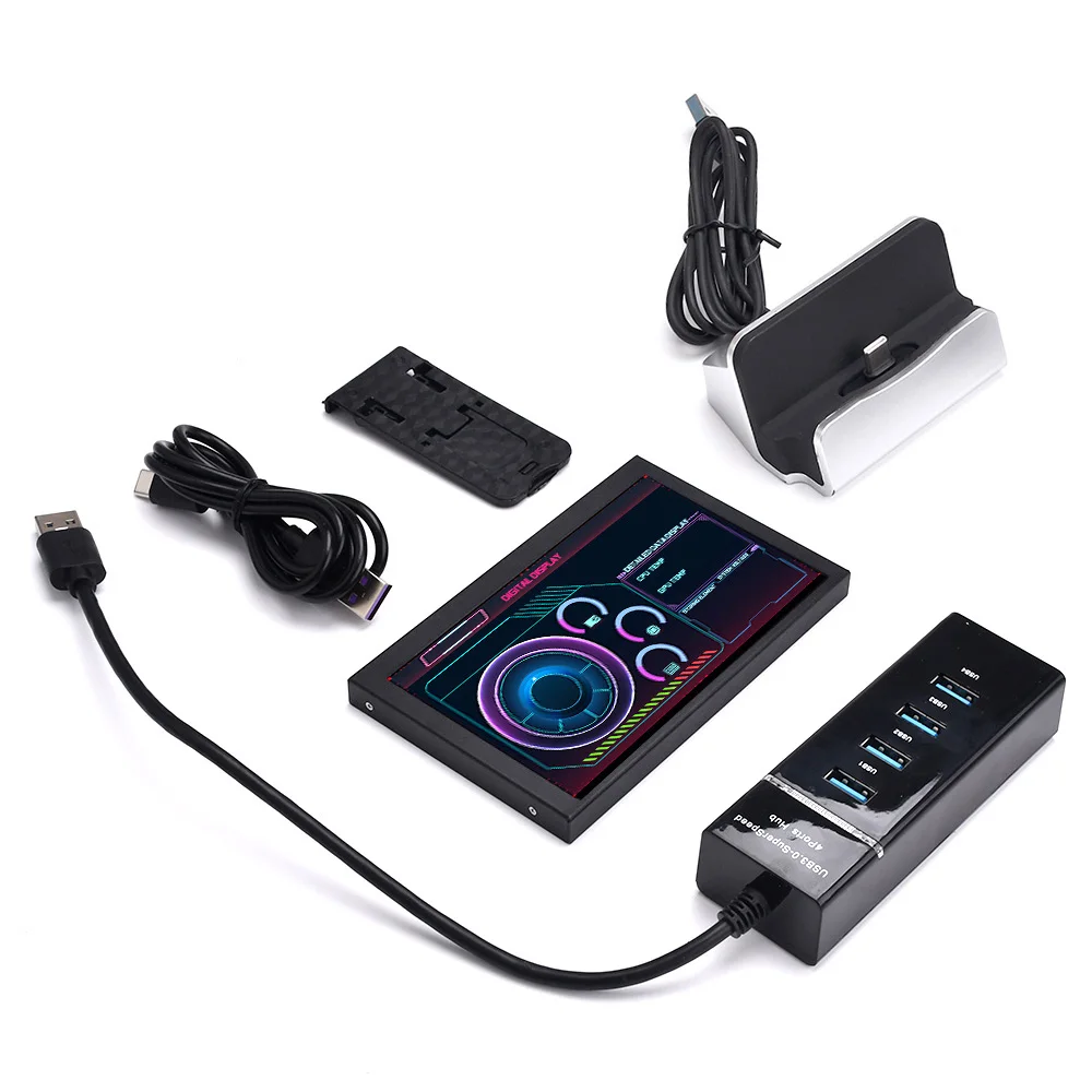 Monitor Komputer untuk Sasis Mini ITX 5 Inci IPS TYPE-C Layar Sekunder RAM GPU Monitor USB Pemantauan Hard Drive