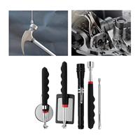 5Pcs Telescoping Magnetic Pick up Tool Kit LED Flexible Flashlight for Automobile Parts Extra Viewing Pickup Dead Angle Father