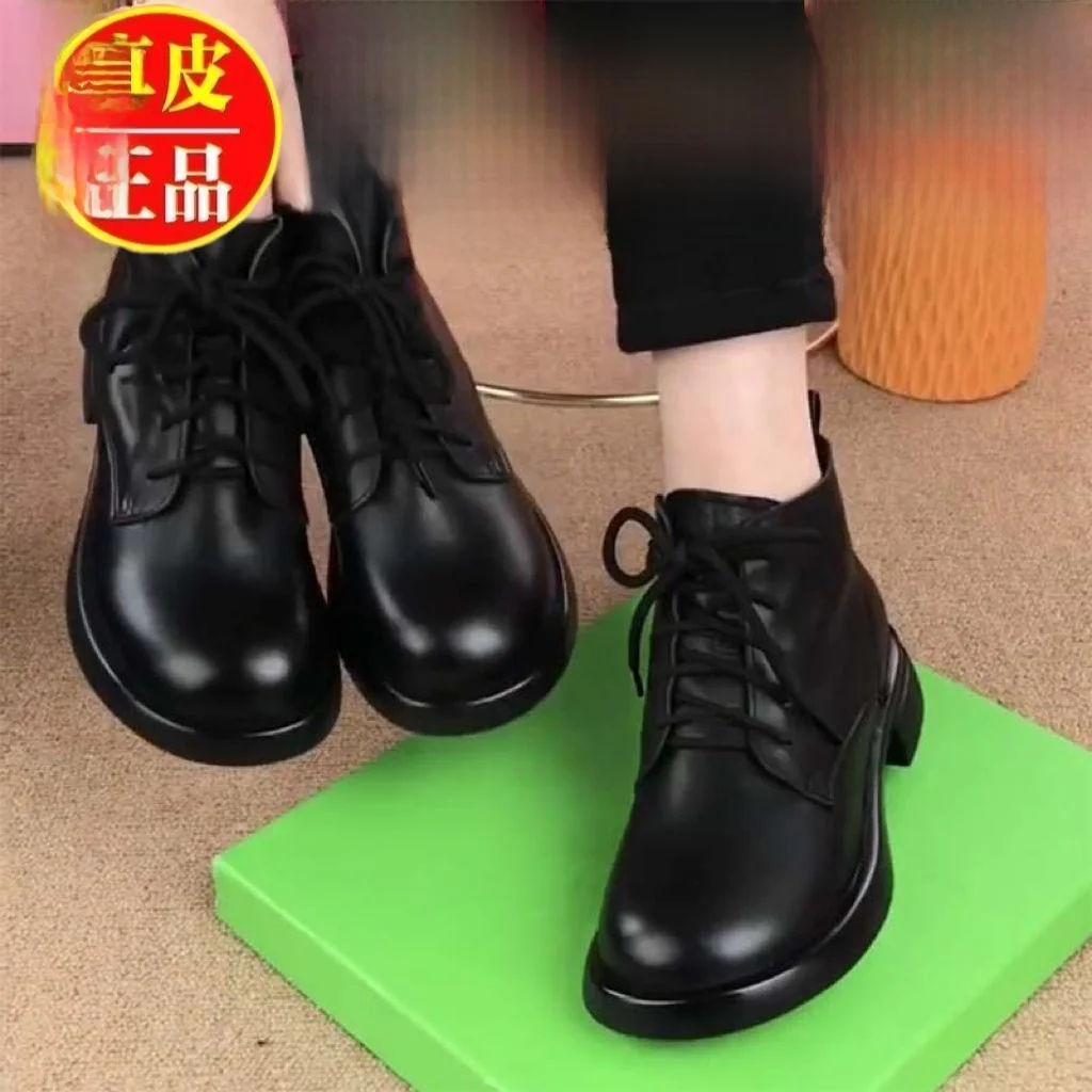 

Теплые ботинки из натуральной кожи на подкладке, женские ботинки на плоской подошве, универсальные зимние ботинки Briti Sle ort