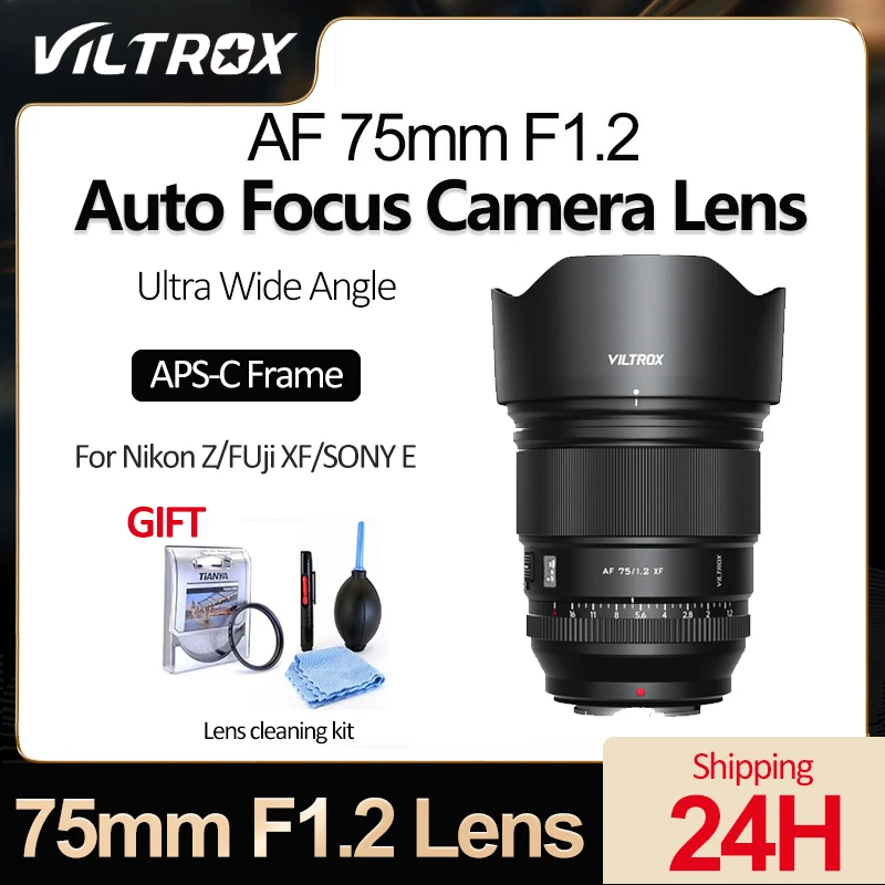 VILTROX 75mm F1.2 Eye Auto Focus APS-C Obiektyw fotograficzny z dużą przysłoną do aparatu Fujifilm XF Nikon Z Sony z mocowaniem E