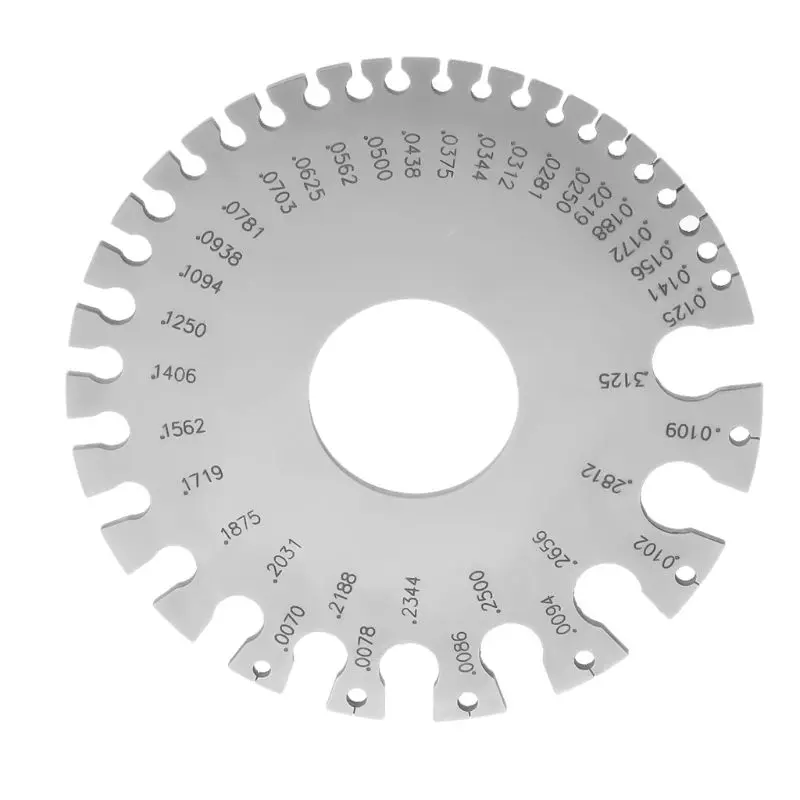 Stainless Steel 0-36 Center Finder Round AWG SWG Wire Gauge Thickness Ruler Gauge Diameter Measuring Sheet Measurer Tool