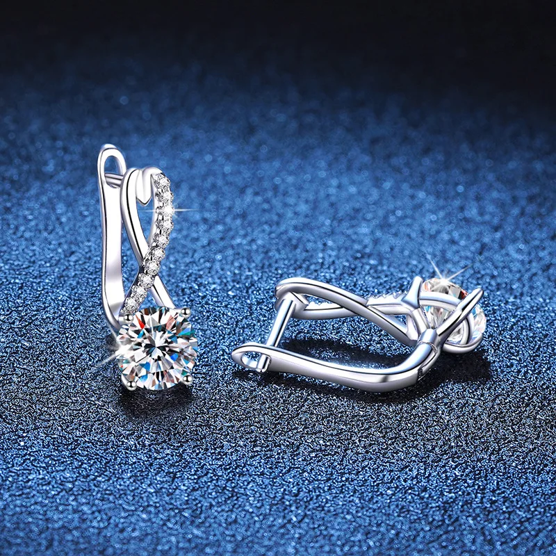 HORRIPAL 1CT D VVS1 Moissanite Hoop Earring 925 Sterling Silver GRA Certified Plated 18k White Gold Party Wedding Fine Jewelry