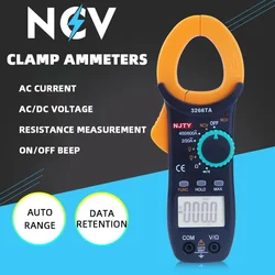 Digital Multimeter Clamp Meter 2000 Counts Auto Range AC/DC Current Voltage Resistance Continuity Diode Measuring NCV Tester