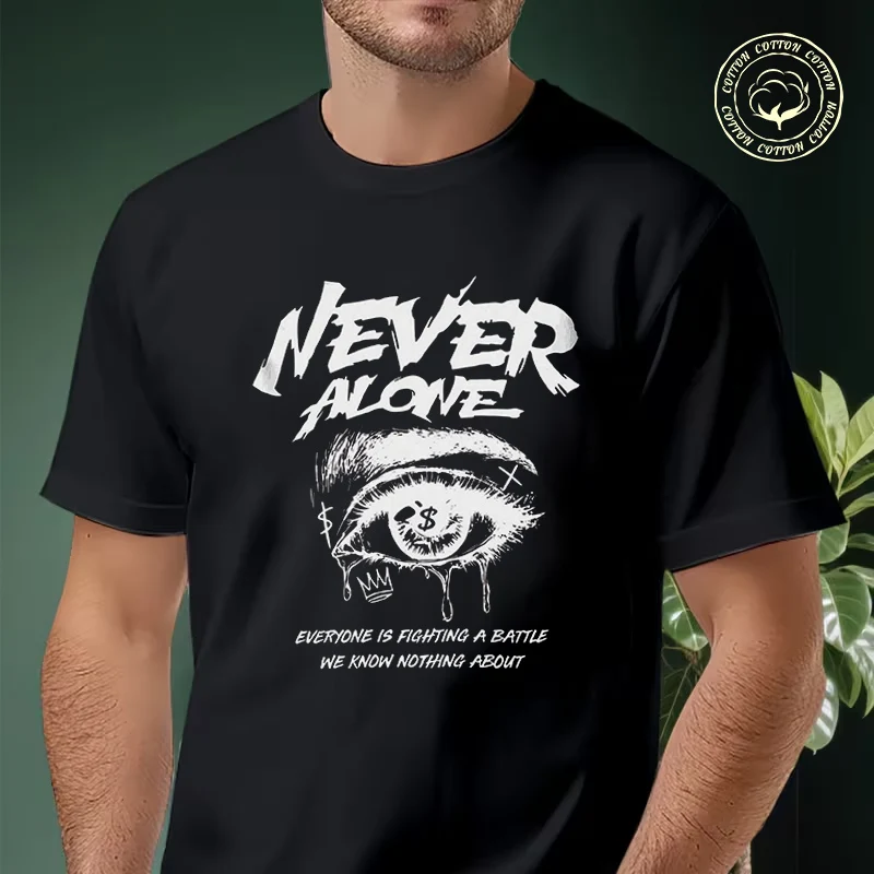 

Manfinity EMRG Men's Slogan & Eye Graphic Moto T-Shirt Men Cotton Tees O-neck Short Sleeve T Shirt Fashion Hip Hop Tee