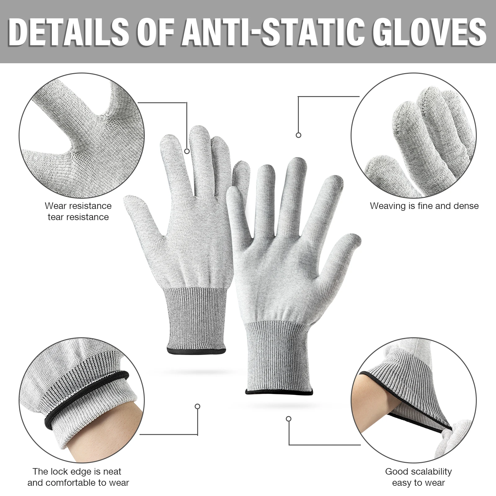 FOSHIO Anti-Cut Finger Sleeve Hand Protector Cloth Cot Stretchy Carbon Fiber Mittens Work Gloves Window Tint Vinyl Car Wrap Tool