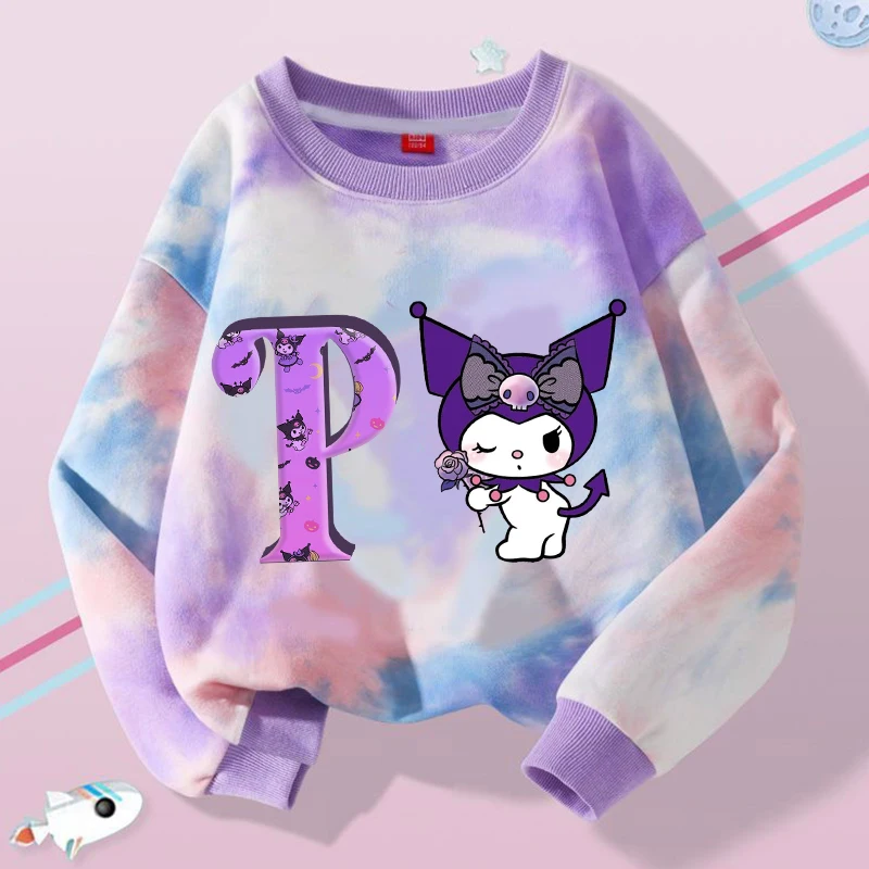 Nette Kuromi Mädchen Sweatshirts Kawaii Cartoon Brief A-Z Gedruckt Tops Kinder Winter Casual Sweatshirt Herbst Kinder Kleidung