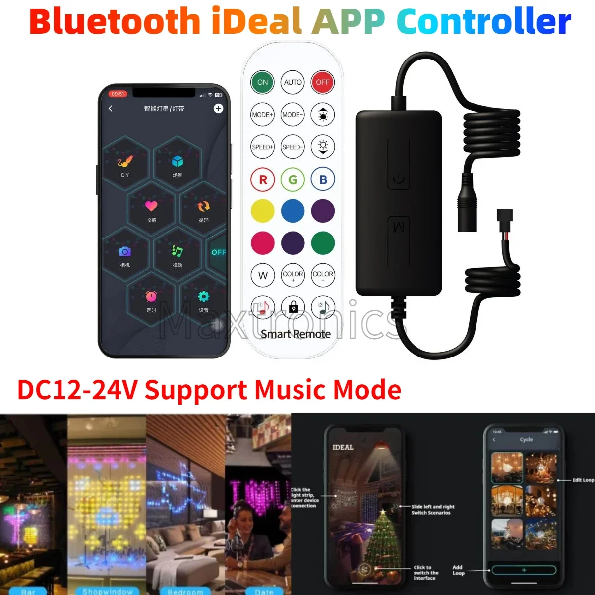 DC12-24V الموسيقى بلوتوث التحكم ذكي iDeal APP تحكم 24 مفتاح ل WS2812 WS2811 الذكية LED قطاع RGB مصباح ليد سلسلة