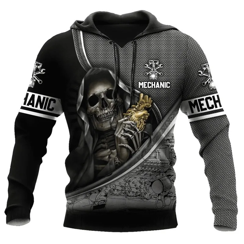 2025 موضة الرجال ريترو ثلاثية الأبعاد مطبوعة تي شيرت رياضي تي شيرت الخريف الملابس ميكانيكي العلوي الشارع هوديي غير رسمي المتضخم هوديي #6