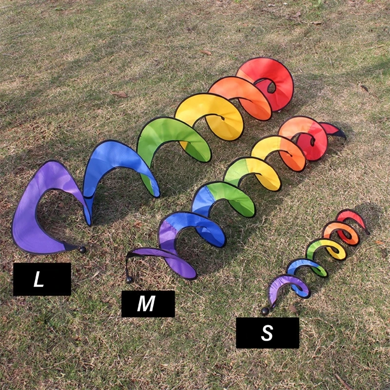 Colorful Hanging Rainbow Curlie Spinners Wind Twisters for Garden and Patios Outdoor Indoor Yard Decoration Eye Catching