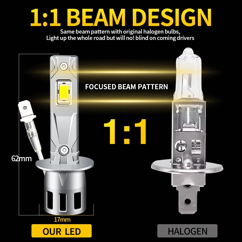 2PCS CANbus H1 H7 LED Headlight Bulb Hi/Lo Beam  Plug & Play For Toyota PROACE VERSO MPY 2016 2017 2018 2019 2020 2021 2022 2023