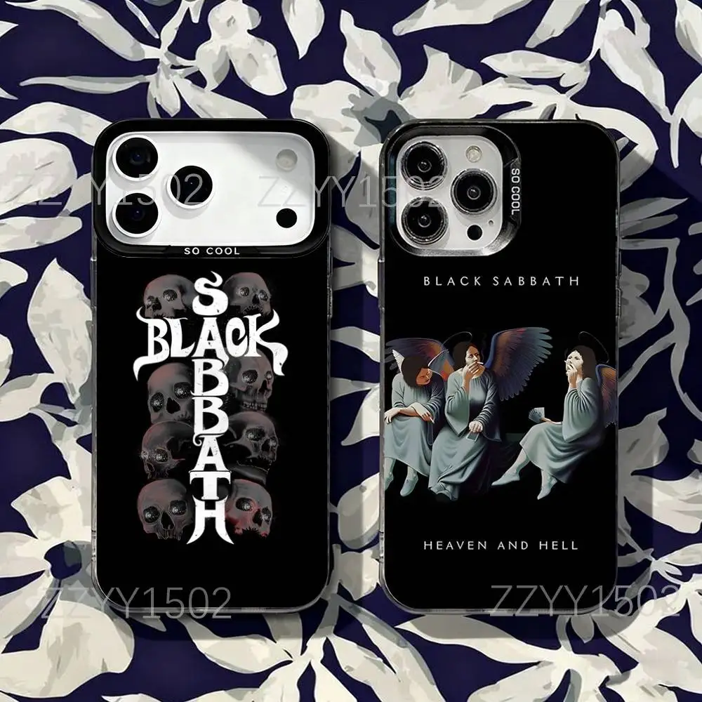 حافظة هاتف B-BlackS S-Sabbath Paranoid لهاتف iPhone 17,16,15,14,13,12,X,8,Pro,Max,Plus,SE4,Air, Mini HD Black IMD Matte