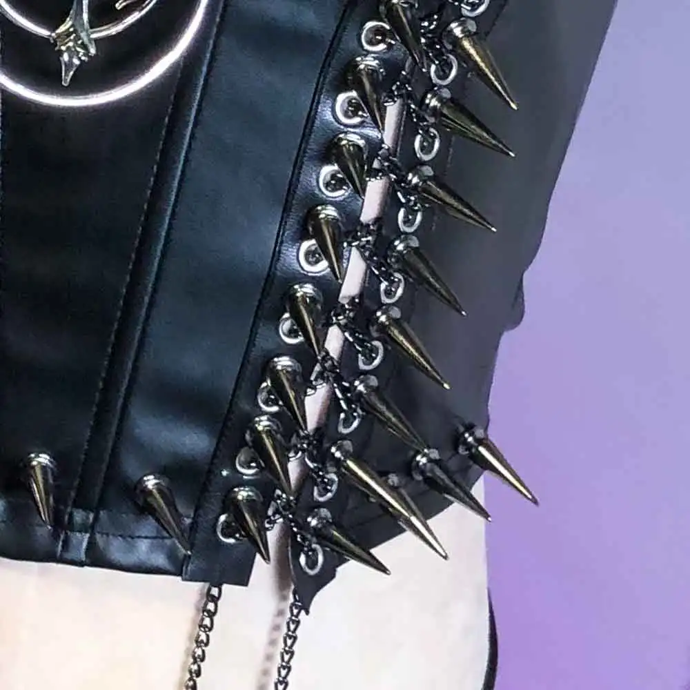 Carro armato gotico eco grunge anni '90 Adolescente anni '80 Emo Fai da te E-Girls Harajuku Goth fatto a mano Punk Rock Y2K Halter Canotta TOPS Kawaii