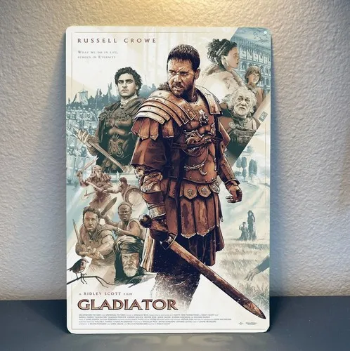Gladiator Russell Crowe Film-Metallposter – Sammelbares Blechschild in der Größe: