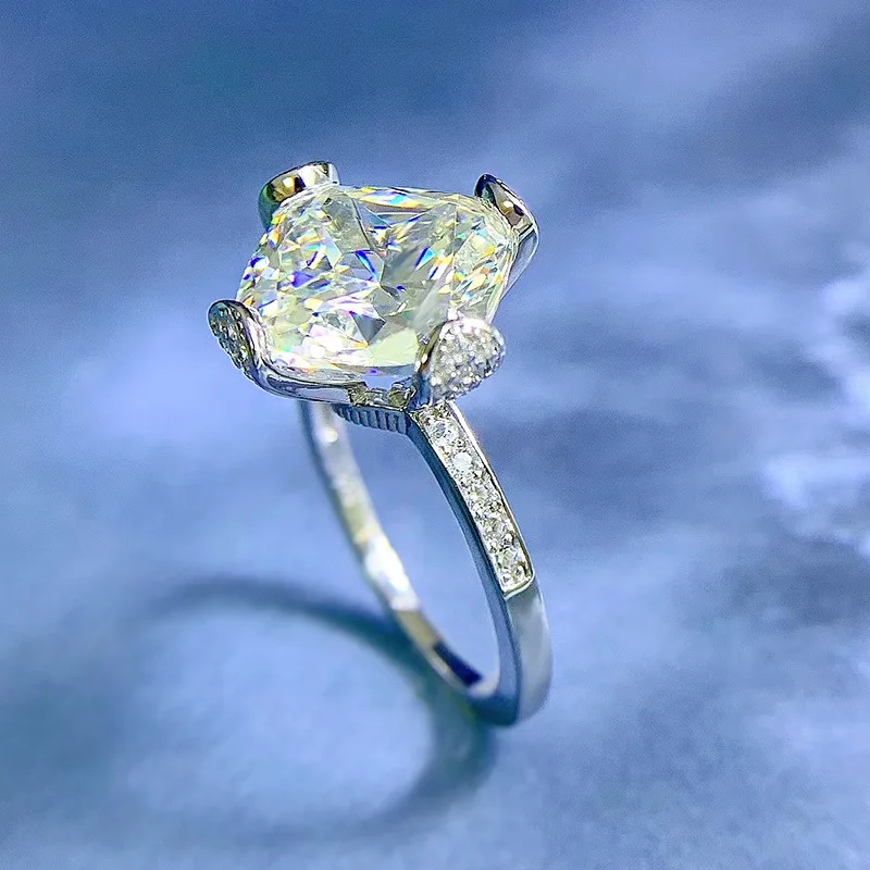 

【JYJZZ110】S925 Silver 6 CT Light Yellow White Square Ring
