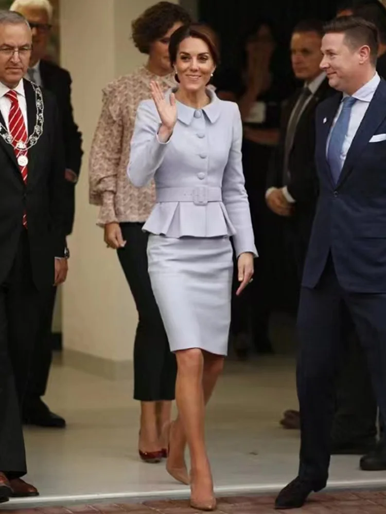 Księżniczka Kate Fashion nowa jesienna damska koszulka z długim rękawem torba Slim Top elegancka spódnice ołówkowe w stylu Casual, imprezowa