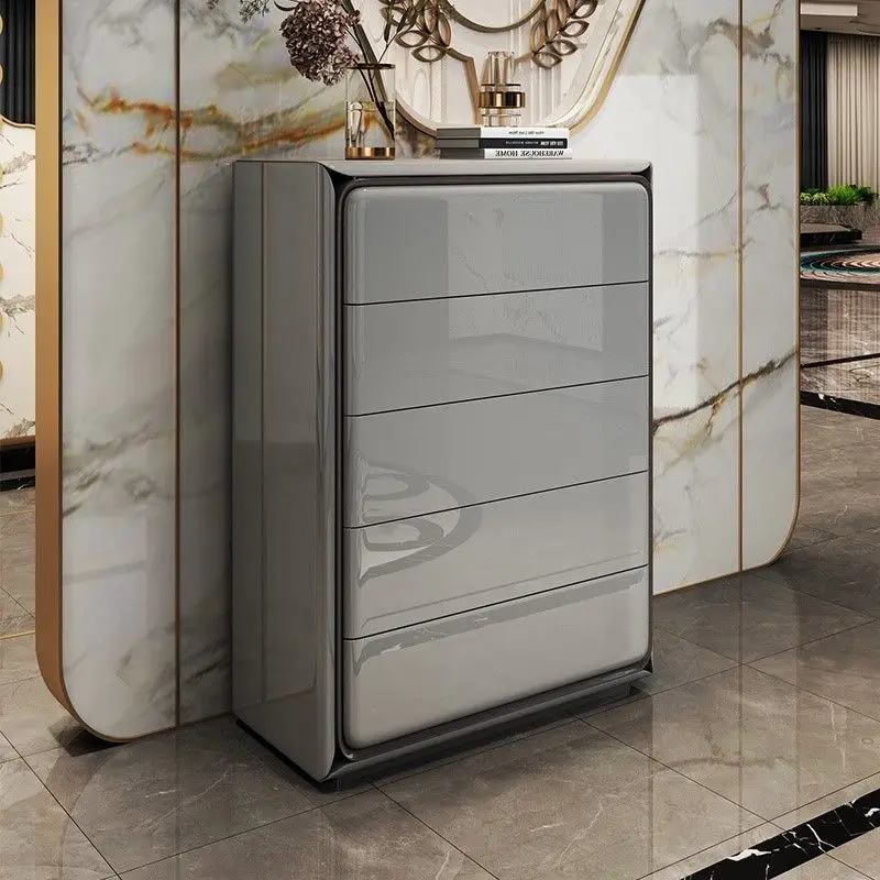 من أدراج خزانة ذات أدراج فاخرة وخفيفة وحديثة لغرفة النوم وخزانة تخزين بجانب السرير وخزانة ديكور لتخزين غرفة المعيشة