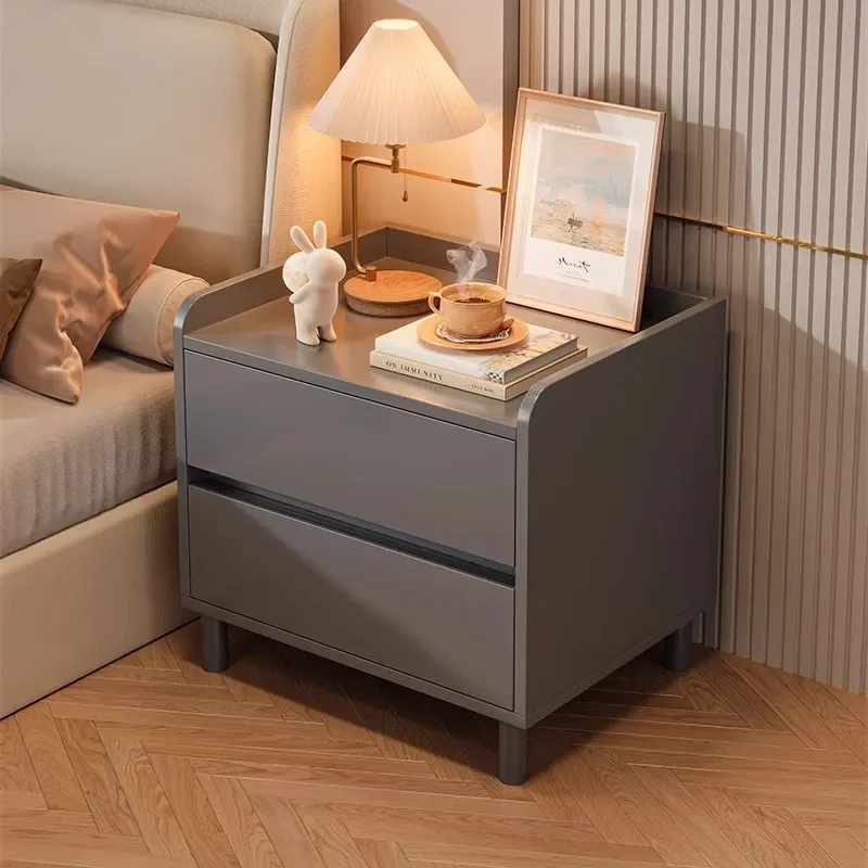 for Italian Style Bedside Table Simple Modern Light Luxury High End Shelf Large Capacity Household Bedroom Storage Cabinet